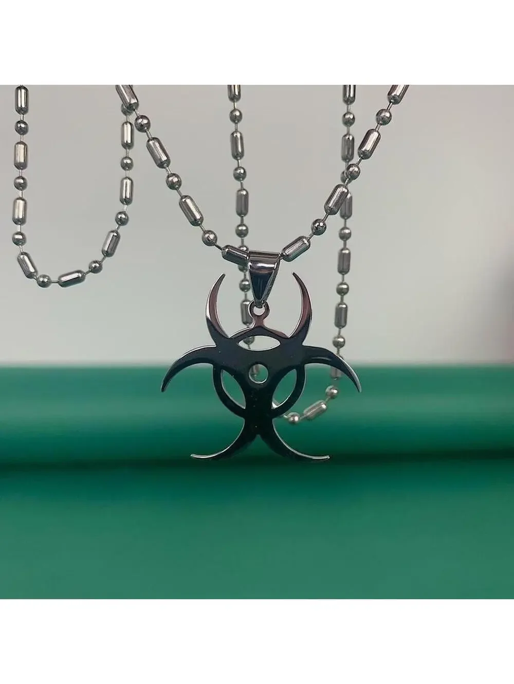Y2k Nuclear ☢️ opium punk gothic style necklace. Cool design. Chain is unisex
